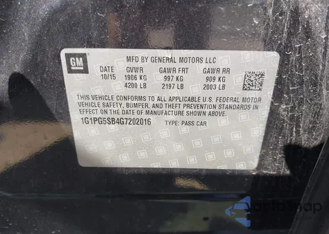 2016 Chevrolet Cruze Limited Ltz Auto from USA, damaged, VIN 1G1PG5SB4G7202016